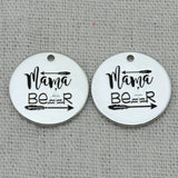 MAMA BEAR Charms Pendant Necklace, Laser Engraved Charm, Women Jewelry