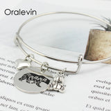 MAMA BEAR Inspirational Hand Stamped Engraved Charm Pendant Bracelet Bangle