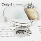 MAMA BEAR Inspirational Hand Stamped Engraved Charm Pendant Bracelet Bangle