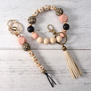 Leopard Print MAMA Bracelet Keychain Bag Pendant Gift