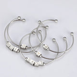 MAMA Stainless Steel Bangle Square Bead Bracelet Women Jewelry