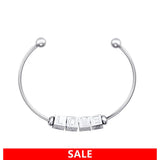 MAMA Stainless Steel Bangle Square Bead Bracelet Women Jewelry
