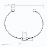 MAMA Stainless Steel Bangle Square Bead Bracelet Women Jewelry