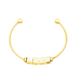 MAMA Stainless Steel Bangle Square Bead Bracelet Women Jewelry