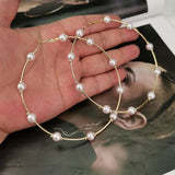 10cm Pearl Big Hoop Earrings For Women Large Statement Earrings Hoops Brincos