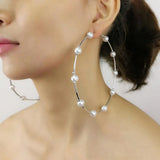 10cm Pearl Big Hoop Earrings For Women Large Statement Earrings Hoops Brincos
