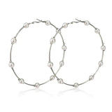 10cm Pearl Big Hoop Earrings For Women Large Statement Earrings Hoops Brincos