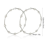 10cm Pearl Big Hoop Earrings For Women Large Statement Earrings Hoops Brincos