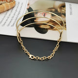 3 Layer Metal Torques Choker Necklaces Bib Collar Wide Statement Necklace