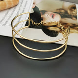 3 Layer Metal Torques Choker Necklaces Bib Collar Wide Statement Necklace