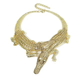 Big Crocodiles Necklaces Inlay Rhinestones Women Statement Jewelry