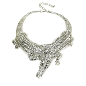 Big Crocodiles Necklaces Inlay Rhinestones Women Statement Jewelry