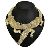 Big Crocodiles Necklaces Inlay Rhinestones Women Statement Jewelry