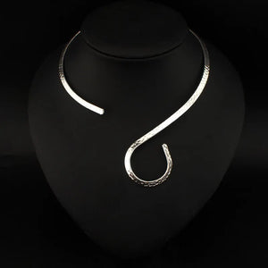 Punk Choker Necklaces Metal Torques Women Bib Collar Statement Necklace