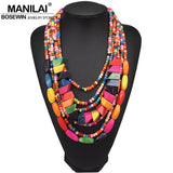 Boho Wood Bead Choker Necklaces For Women 8 Colors