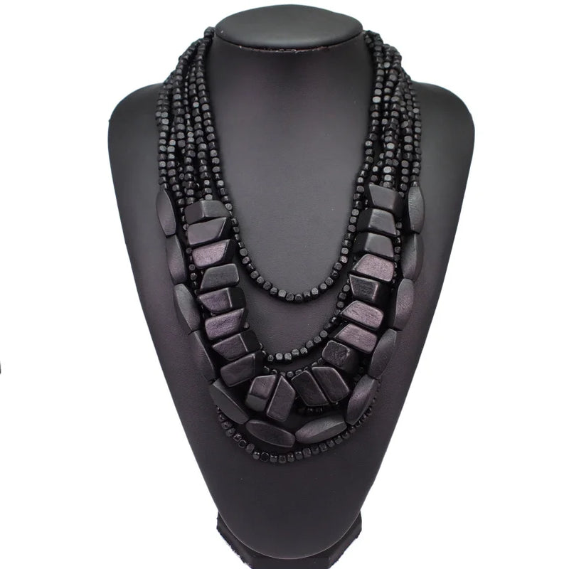 Boho Wood Bead Choker Necklaces For Women 8 Colors