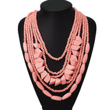 Boho Wood Bead Choker Necklaces For Women 8 Colors