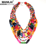 Boho Wood Bead Choker Necklaces For Women 8 Colors