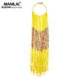 Bohemian Resin Beaded Long Necklace Women Bib Choker Ethnic Jewelry