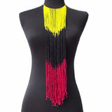 Bohemian Resin Beaded Long Necklace Women Bib Choker Ethnic Jewelry