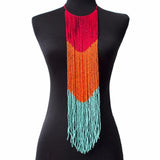 Bohemian Resin Beaded Long Necklace Women Bib Choker Ethnic Jewelry