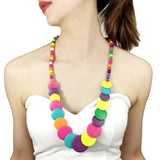 Bohemian Wood Bead Long Necklaces For Women Multilayer Beaded Statement Necklace