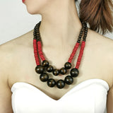 Bohemian Wood Bead Long Necklaces For Women Multilayer Beaded Statement Necklace