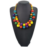 Bohemian Wood Bead Long Necklaces For Women Multilayer Beaded Statement Necklace
