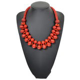 Bohemian Wood Bead Long Necklaces For Women Multilayer Beaded Statement Necklace