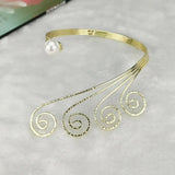 Boho Metal Torques Choker Necklace Simulated Pearl Punk Jewelry