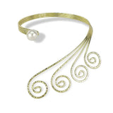 Boho Metal Torques Choker Necklace Simulated Pearl Punk Jewelry