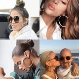 Chunky Metal Big Hoop Earrings For Women Punk Round Statement Earrings