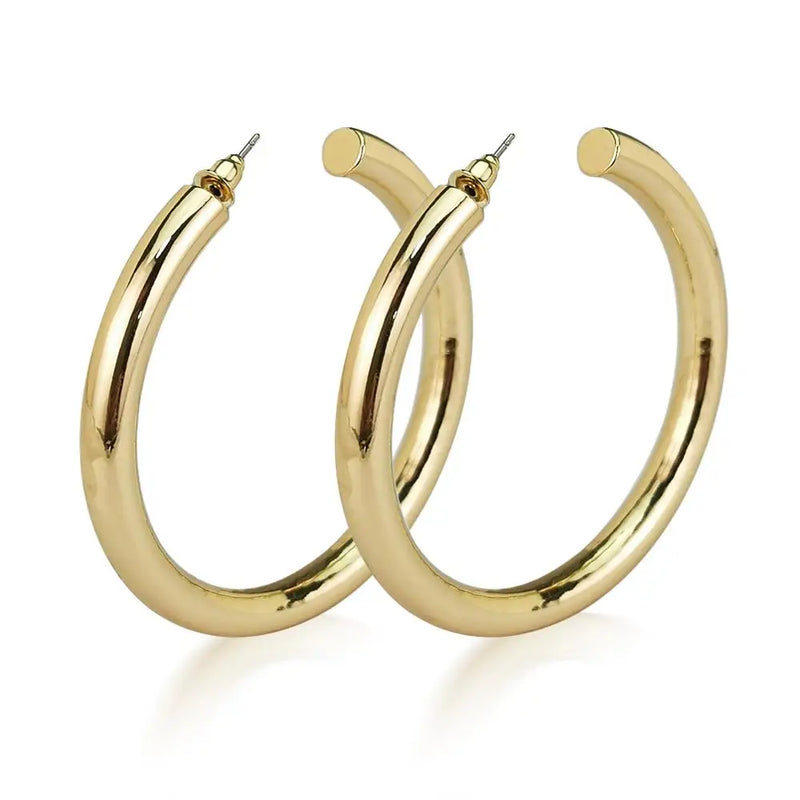 Chunky Metal Big Hoop Earrings For Women Punk Round Statement Earrings