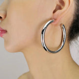 Chunky Metal Big Hoop Earrings For Women Punk Round Statement Earrings