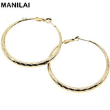 Faceted Alloy Round Hoop Earrings Costume Statement Jewelry