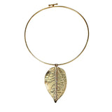 Metal Leaf Torques Choker Necklace Rhinestone Collar Statement Jewelry