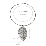 Metal Leaf Torques Choker Necklace Rhinestone Collar Statement Jewelry