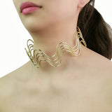 4-layer Wavelike Alloy Torques Chokers Necklaces Metal Bib Collar Necklace