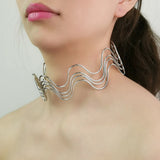 4-layer Wavelike Alloy Torques Chokers Necklaces Metal Bib Collar Necklace