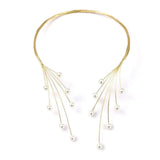 Copper Weave Torques Necklaces Women Pearl Statement Choker