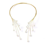 Copper Weave Torques Necklaces Women Pearl Statement Choker