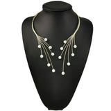 Copper Weave Torques Necklaces Women Pearl Statement Choker