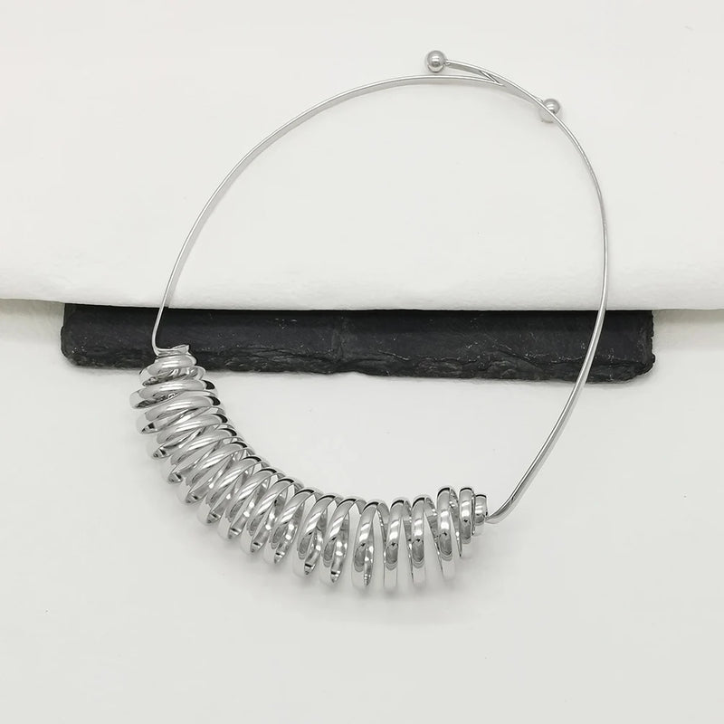 Spring Metal Chunky Choker Collar Necklace for Women Statement Jewelry