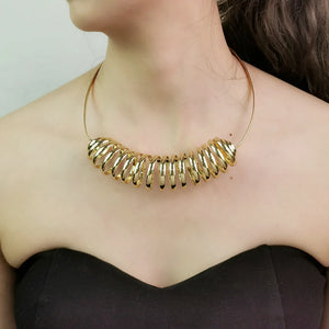 Spring Metal Chunky Choker Collar Necklace for Women Statement Jewelry