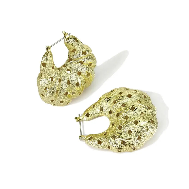 Copper Thick Hoop Earrings Bag Shape Statement Jewelry