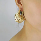 Copper Thick Hoop Earrings Bag Shape Statement Jewelry