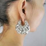 Copper Thick Hoop Earrings Bag Shape Statement Jewelry