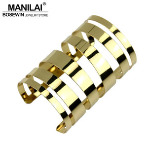 Hollow Big Bracelets Manchette Statement Jewelry Open Cuff Bangles Bracelets