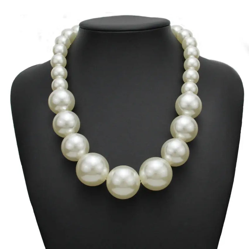 Pearl Choker Necklace Big Beads Statement Bride Party Beaded