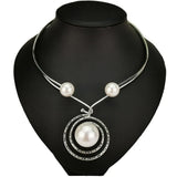 Indian Big Simulated Pearl Torques Necklaces Punk Statement